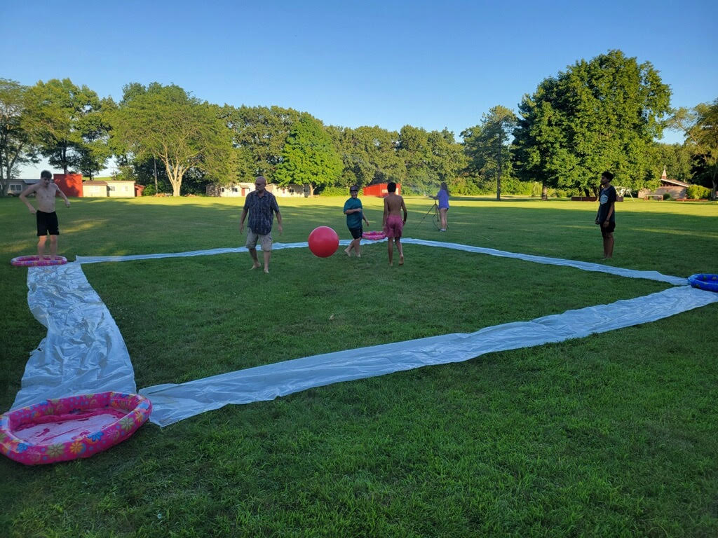 slip and slide kickball